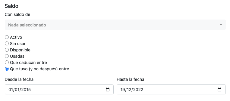 Filtro de clientes con Saldo en TIMP